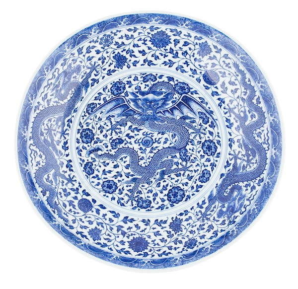 Blue & White Ming Style Dragon Charger £427250