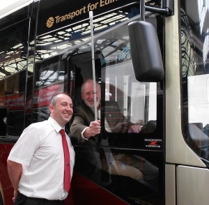 Lothian Buses driver Robert Donald, and Derek McDonald, Scottish War Blinded