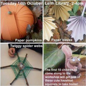 leith library autumn crafts squirrel