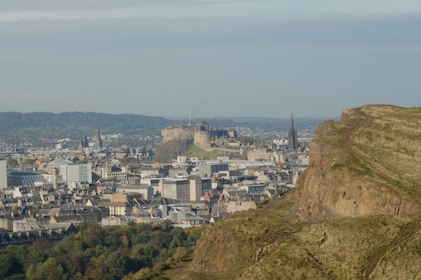 TER Edinburgh Castle from Arthur's Seat with the crags in the photo