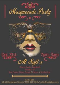 sofi's masquerade party poster