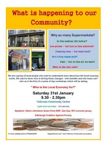 what is happening to our local community poster  - tolcross 31st jan
