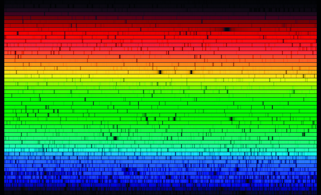 Edinburgh Science Festival - Light Works Exhibition - Solar Spectrum - Splitting white light into a spectrum through a spectrometer Image Nigel Sharp, NOAONSO