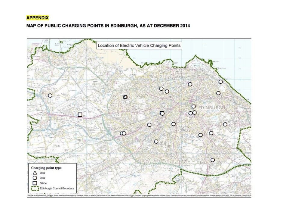 Edinburgh electric vehicle charging points Dec 2014