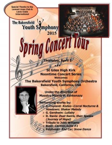 bakersfield youth symphony orchestra tour poster