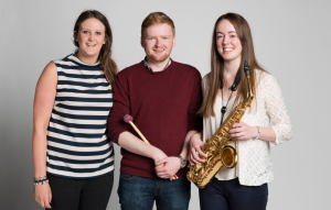Amanda MacLeod (mezzo-soprano), Finlay Turnball (percussion) and  Jessica Bennett (saxophone). Image: Joseph Wilson