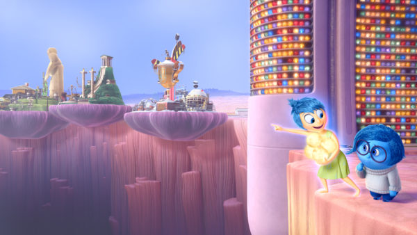 Joy (voice of Amy Poehler) and Sadness (voice of Phyllis Smith) must venture through Long Term Memory to find their way back to Headquarters in Disney•Pixar’s “Inside Out” — in theaters June 19, 2015. ©2015 Disney•Pixar. All Rights Reserved.