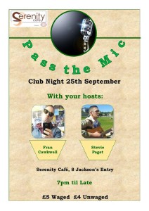 serenity club night sept 2015