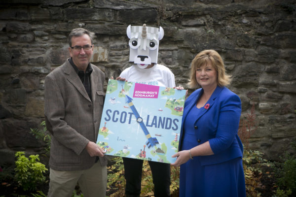 Pete Irvine, Director of Edinburgh's Hogmanay and Fiona Hyslop, Cabinet Secretary for Culture, launch Scot-Lands - the pop up, Multi Arts festival for 1 January c Lloyd Smith