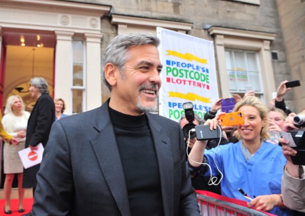 Free To Use - George Clooney causes chaos on George Street as he visits People's Postcode Lottery HQ