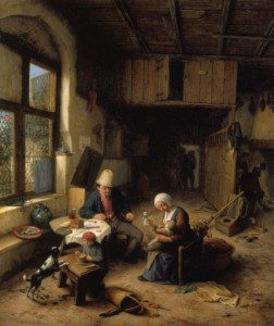 the interior of a peasant's cottage
