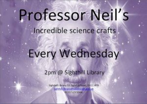 professor neil's science crafts at sighthill lib