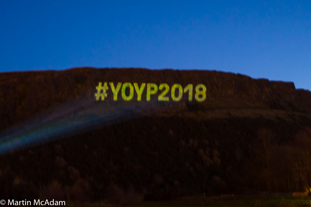 Projection on Salisbury Crags of #YOYP2018