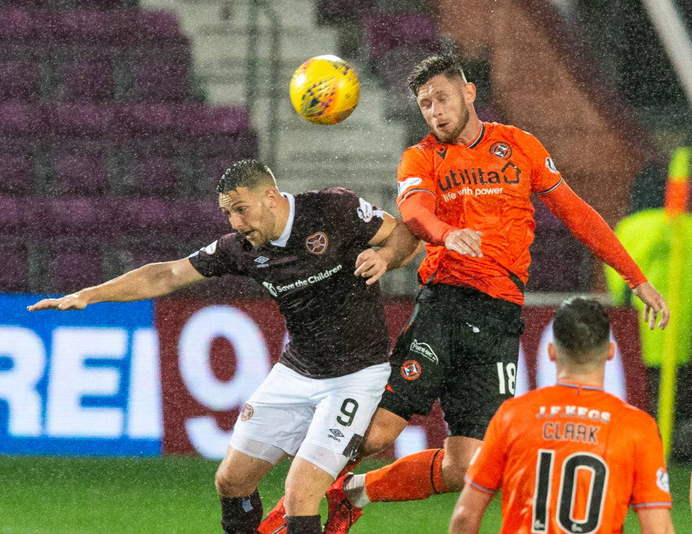 Scottish League Cup - Hearts v Dundee Utd.  Tynecastle Stadium, Edinburgh, Midlothian, Scotland.  12,07, 2019. Pic shows: during the first half as Hearts play host to Dundee Utd in the group phase of the Scottish League Cup.